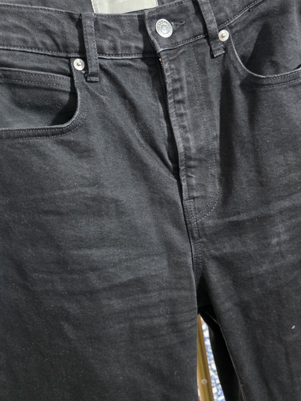 Everlane Wide Leg Raw Hem Jeans  High Rise Black Denim Sz 25 L - Picture 3 of 7